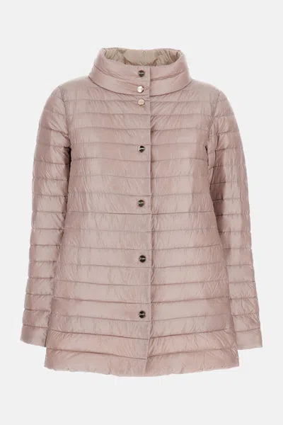 Herno Reversible A-shape Jacket With High Collar In Pink