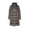 Herno Women Satin And Alternative Lady Fur Long Down Jacket In Gray