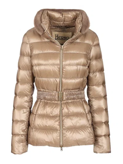 Herno Women "shiny" Down Jacket In Brown