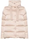 Herno Shiny Satin Cape Down Jacket Clothing In Neutral