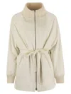 Herno Silk And Cashmere Jacket With Belt In Multi