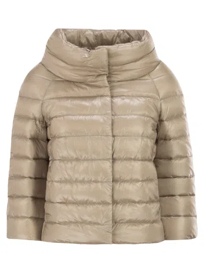 Herno Women Sofia - Mini Cape With 3/4 Sleeves In Brown