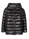 Herno Cropped Black Puffer Jacket With High Collar In Black