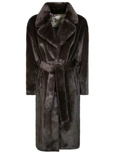 Herno Women's Soft Faux Fur Overcoat In Black