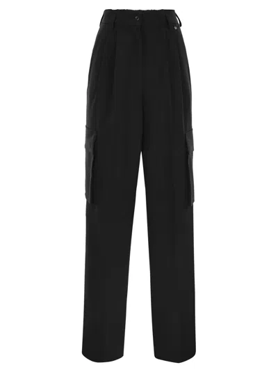 Herno Women Soft Wool Cargo Pants In Black