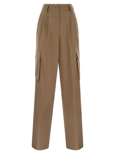 Herno Women Soft Wool Cargo Pants In Brown
