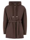 Herno Jacket Stretch Nylon Belted Waist In Brown