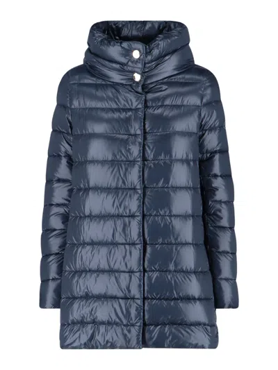 Herno Women's Tailored Trench-style Puffer Coat Amelia In Blue