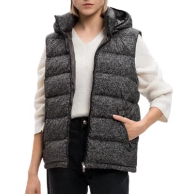 Herno Women's Textured Hooded Vest In Black/white In Blue