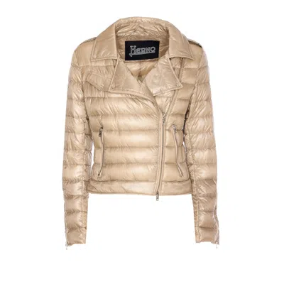 Herno Women Ultralight Nylon Bomber In Beige