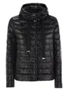 Herno Black Down Jacket With Drawstring Hood And Logo Detail On The Drawstring In Tech Fabric Woman