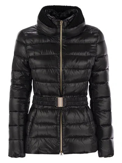 HERNO WOMEN'S ULTRALIGHT NYLON DOWN JACKET WITH BELT