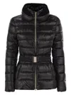 Herno Women Ultralight Nylon Down Jacket With Belt In Black