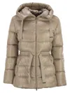 Herno Women Ultralight Nylon Down Jacket With Drawstring Waist In Brown