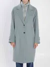 Herno High Neck Long Sleeve Single Breasted Coat In Blue