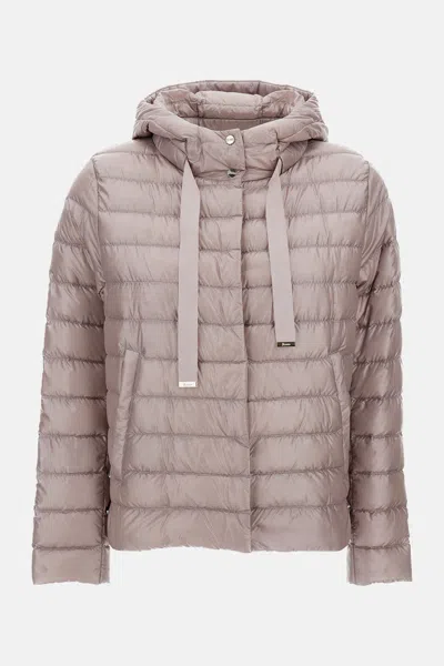 Herno Hooded Quilted Down Jacket With Adjustable Drawstring In Pink
