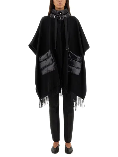 Herno Women Warmy And Ultralight Nylon Resort Poncho In Black
