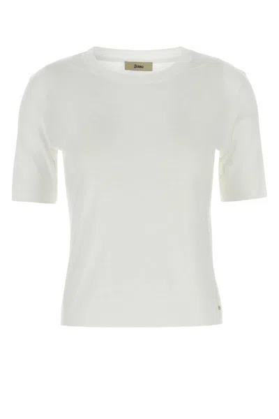 HERNO HERNO WOMEN WHITE LYOCELL BLEND T-SHIRT