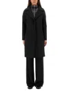 Herno Double-breasted Wool Coat Technical Bib In Black