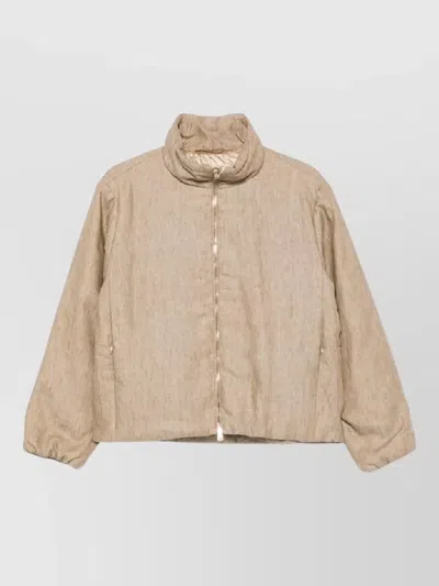 Herno Womens Down Coat High Collar Cuffs Pockets In Neutral