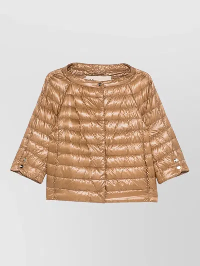 Herno Womens Down Coat Quilted Design Cuffs In Neutral