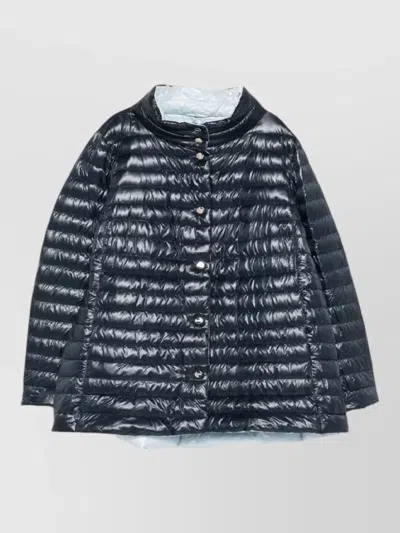 Herno Womens Down Jacket Lightweight Quilted Shiny In Blue