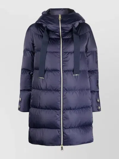 Herno Womens Hooded Medium Padded Coat In Blue