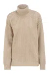 Herno Women Wool And Alpaca Turtleneck Jumper In Neutral