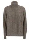 Herno Women Wool And Alpaca Turtleneck Jumper In Brown