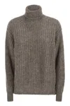 Herno Women Wool And Alpaca Turtleneck Jumper In Brown