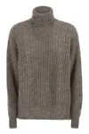 Herno Wool And Alpaca Turtleneck Jumper In Gray
