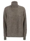 Herno Women Wool And Alpaca Turtleneck Jumper In Gray