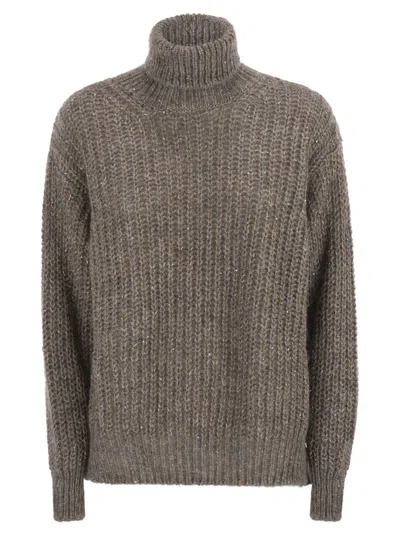 Herno Wool And Alpaca Turtleneck Jumper In Gray