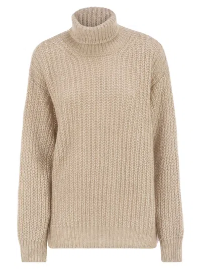 Herno Wool And Alpaca Turtleneck Jumper In Sand