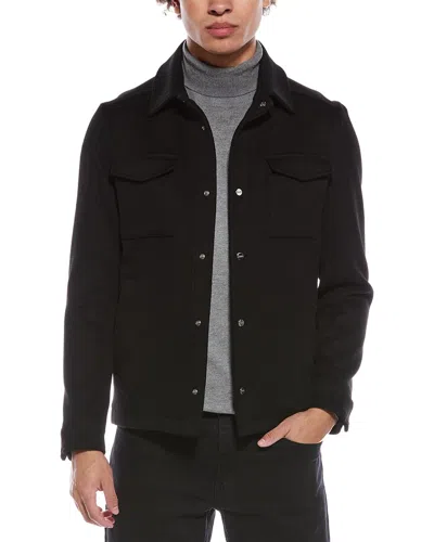 Herno Wool & Cashmere-blend Shirt Jacket In Black
