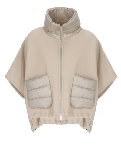 Herno Short Wool And Cashmere Poncho In Multi