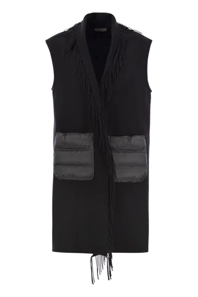 Herno Wool And Cashmere Sleeve Coat In Black
