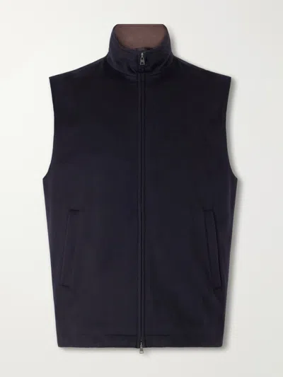 Herno Wool And Cashmere-blend Vest In Blue