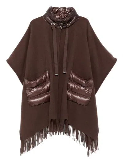 Herno Wool And Nylon Cape In Brown