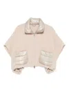Herno Resort Poncho In Wool And Cashemre With Ultralight Nylon Details In Pink