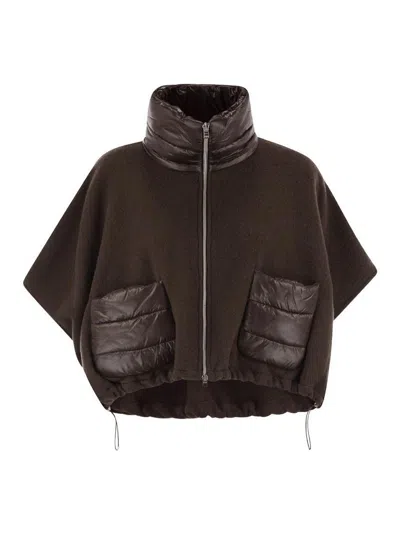 HERNO WOOL AND NYLON SHORT DOWN JACKET