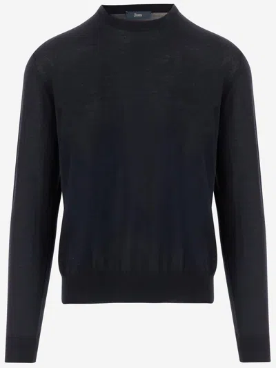 Herno Wool And Silk Knit In Black