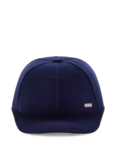 Herno Wool Baseball Cap In Blue