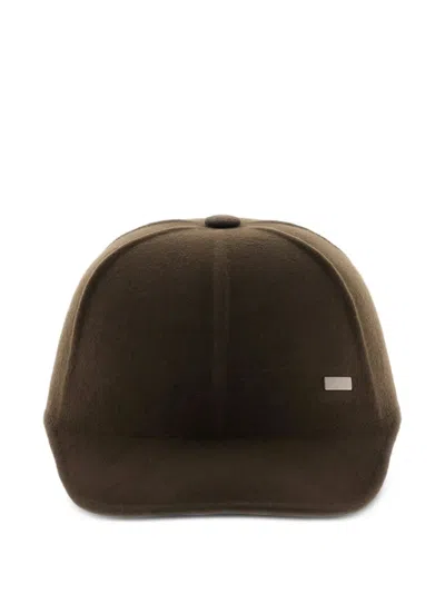 Herno Wool Baseball Cap In Brown