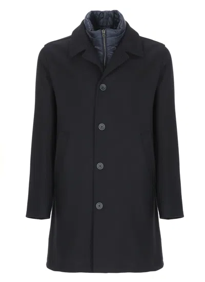 Herno Wool Blend Coat In Blue