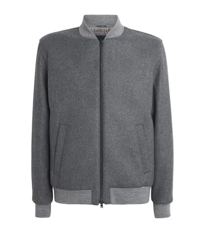 Herno Wool-blend Felt Bomber Jacket In Gray