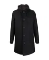 Herno Wool-blend Hooded Parka Coat In Black