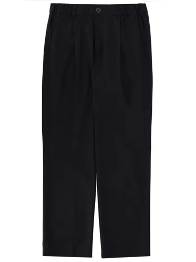 Herno Wool Blend Tailored Trousers Pleated Front In Black