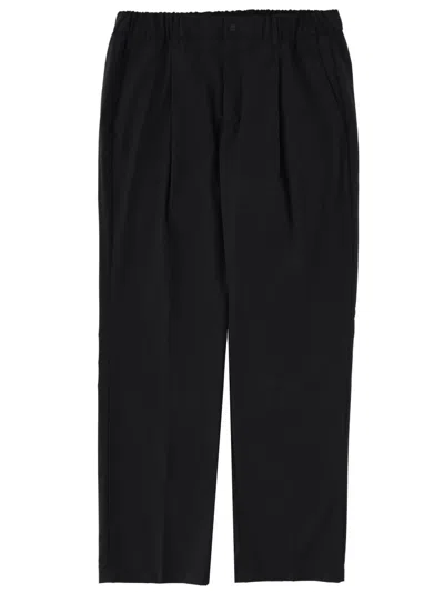 Herno Wool Blend Tailored Trousers Pleated Front In Black