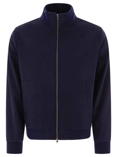 Herno Wool Bomber Jacket In Navy